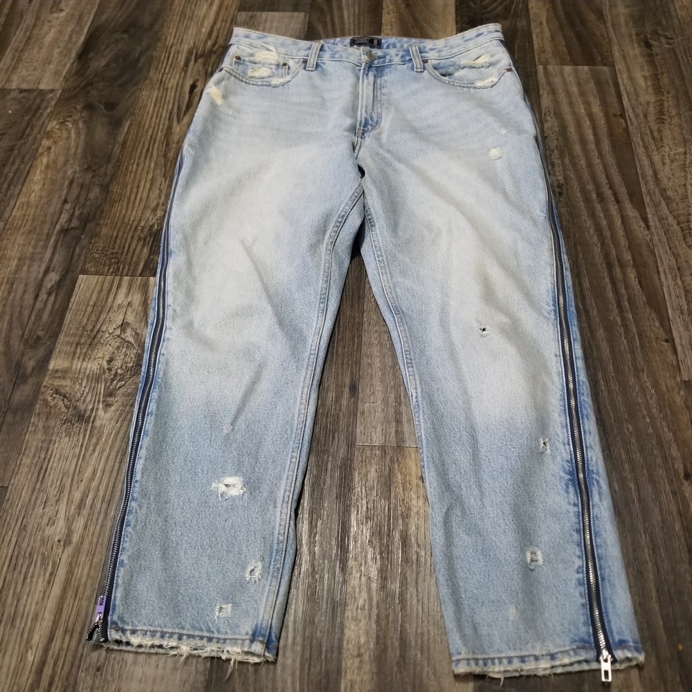 Abercrombie‎ & Fitch Women's Blue Distressed Jeans Annie High Rise Size 14R